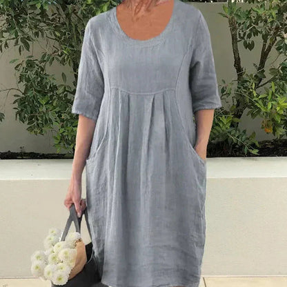 Women's - Chic Loose Cotton Blend Dress - Effortless Style for Everyday Wear - Perfect for Any Occasion