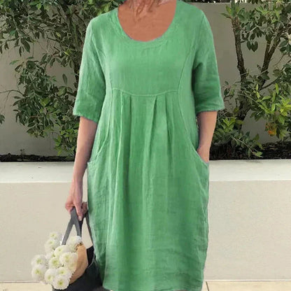 Women's - Chic Loose Cotton Blend Dress - Effortless Style for Everyday Wear - Perfect for Any Occasion