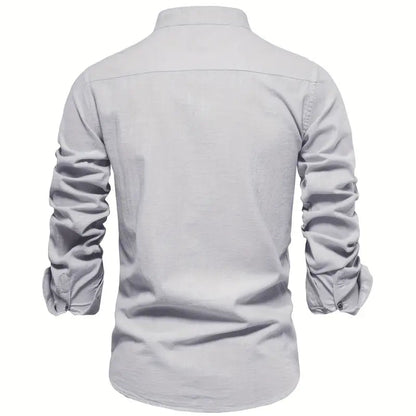 Men's - Stylish Button-Up Shirt - Comfortable Cotton Blend - Casual Wear
