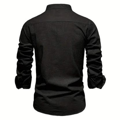 Men's - Stylish Button-Up Shirt - Comfortable Cotton Blend - Casual Wear