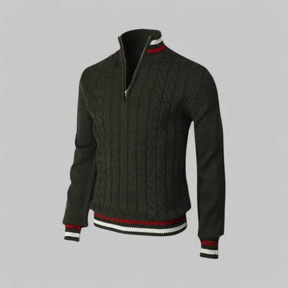 Men's - Half-Zip Twist Knit Jumper - Cosy Style for Casual Wear