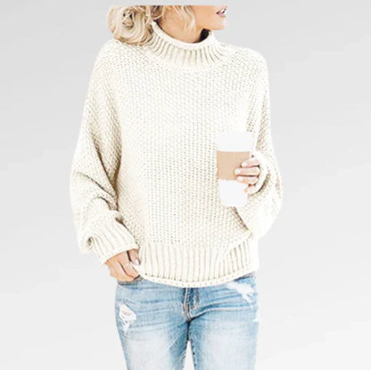 Women's - Knitted Jumper - Turtleneck Warm Loose Fit