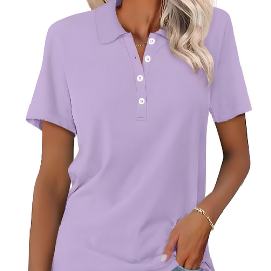Women's -  Classic Polo Shirt - Soft Cotton Blend - Timeless Casual Elegance - Stylish Everyday Wear