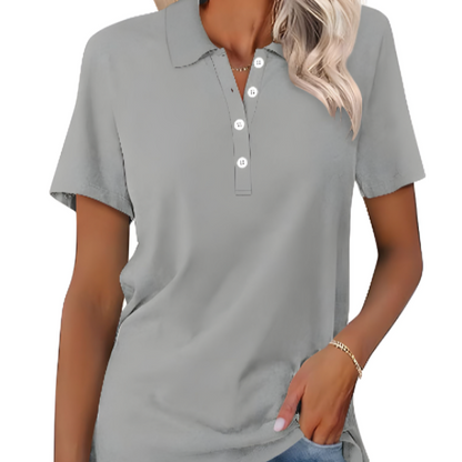 Women's -  Classic Polo Shirt - Soft Cotton Blend - Timeless Casual Elegance - Stylish Everyday Wear