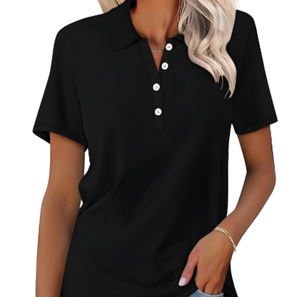 Women's -  Classic Polo Shirt - Soft Cotton Blend - Timeless Casual Elegance - Stylish Everyday Wear