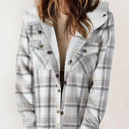 Women's - Plaid Winter Jacket - Hooded Lining