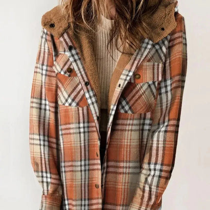 Women's - Plaid Winter Jacket - Hooded Lining