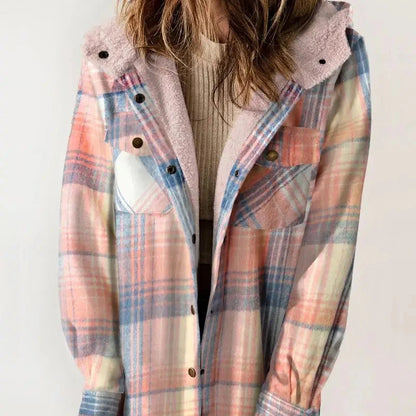 Women's - Plaid Winter Jacket - Hooded Lining