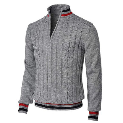 Men's - Sweater - Chunky Knitted Polyester - Slim Fit & Col Zips