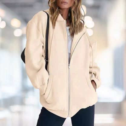 Women's - Zip-Up Hoodie - Oversized Fit - Casual Streetwear Style