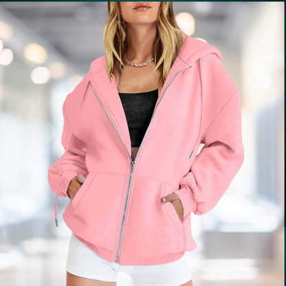 Women's - Zip-Up Hoodie - Oversized Fit - Casual Streetwear Style
