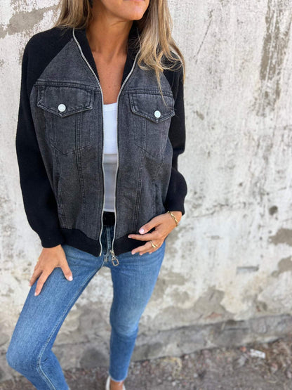 Women's - Sporty Denim Jacket – Stylish Design – Casual Outerwear