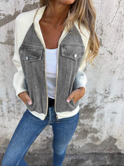 Women's - Sporty Denim Jacket – Stylish Design – Casual Outerwear