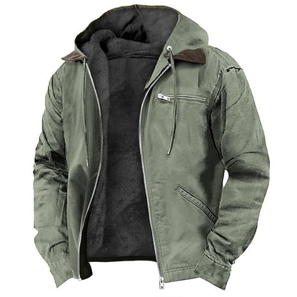 Men's - Work Jacket - Sherpa-Lined, Hooded, Zip-Up - Fleece Jacket
