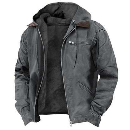Men's - Work Jacket - Sherpa-Lined, Hooded, Zip-Up - Fleece Jacket