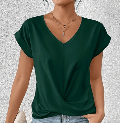Women's - Tummy Tucking V-Neck Top - Comfortable Style