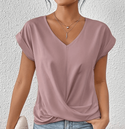 Women's - Tummy Tucking V-Neck Top - Comfortable Style