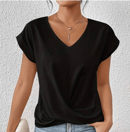 Women's - Tummy Tucking V-Neck Top - Comfortable Style