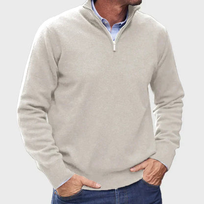 Men's - Sweater - Italian Cashmere with Zipper - Cashmere Sweater