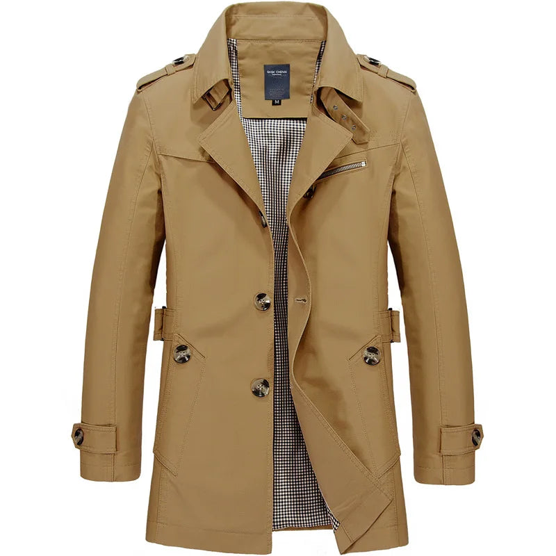 Men's - Trench Coat - Double Breasted Belted