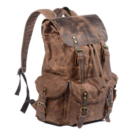 Unisex - 25L Canvas Leather Backpack - Stylish & Durable