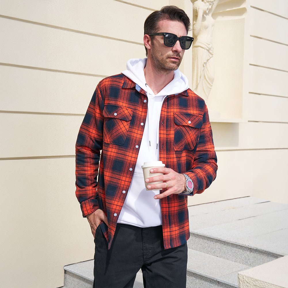 Men's - Long Sleeve Shirt – Cotton, Plaid Flannel – Casual Style