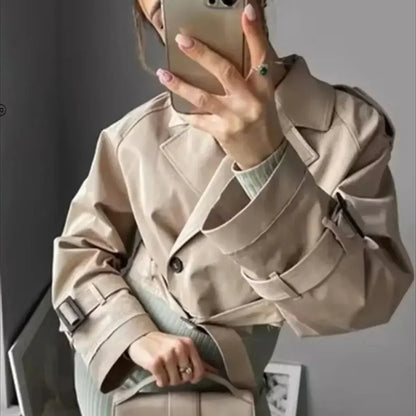 Women's - Stylish Short Trench Coat - Fashionable Design for Every Occasion