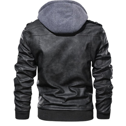 Men's - Hooded Biker Jacket - Stylish Casual Outerwear