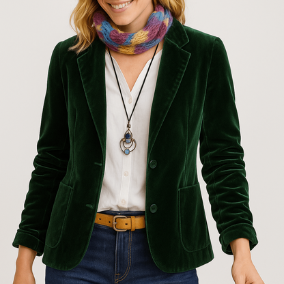 Women's - Elegant Slim Fit Velvet Blazer - Stylish Women's Jacket for Any Occasion