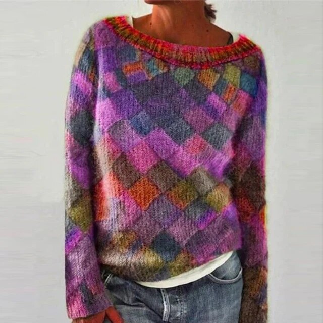Women's - Colourful O-neck Long-Sleeve Shirt - Stylish & Comfortable - Perfect for Every Occasion