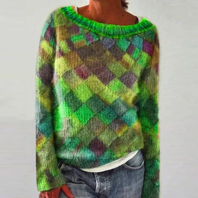 Women's - Colourful O-neck Long-Sleeve Shirt - Stylish & Comfortable - Perfect for Every Occasion