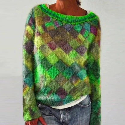 Women's - Colourful O-neck Long-Sleeve Shirt - Stylish & Comfortable - Perfect for Every Occasion