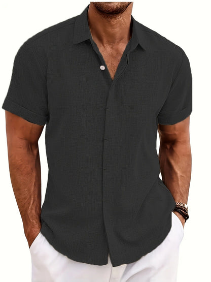 Men's - Casual Lightweight Shirt - Short Sleeve Cotton