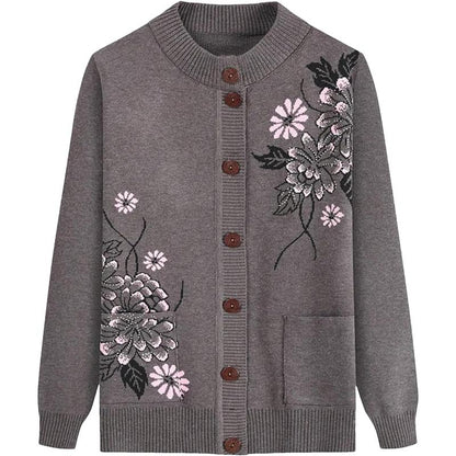 Women's - Floral Charm Cardigan - Cosy Knitwear - Stylish Floral Design - Ideal for Layering and Comfort