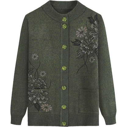 Women's - Floral Charm Cardigan - Cosy Knitwear - Stylish Floral Design - Ideal for Layering and Comfort