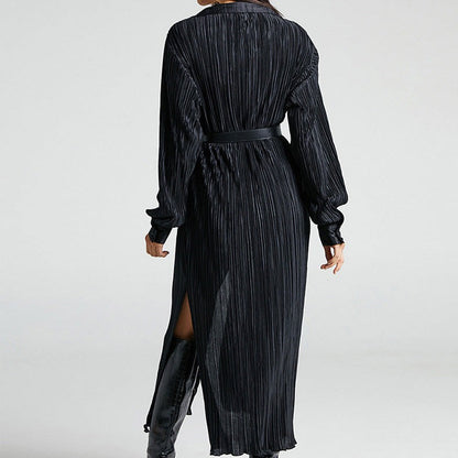 Women's - Pleated Long Dress - Elegant Style