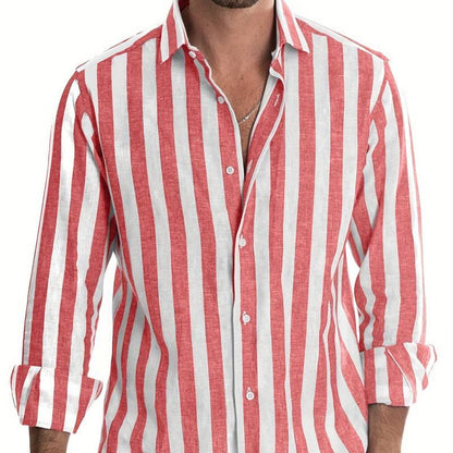 Men's - Long Sleeve Shirt - Striped Cotton Style