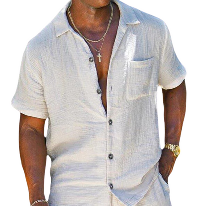 Men’s - Two-Piece Summer Set – Button-Up Shirt & Trousers