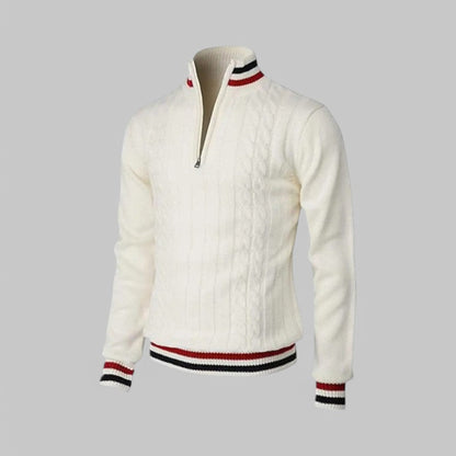 Men's - Half-Zip Twist Knit Jumper - Cosy Style for Casual Wear