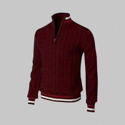 Men's - Half-Zip Twist Knit Jumper - Cosy Style for Casual Wear